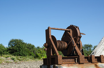 Image showing Old boat winch