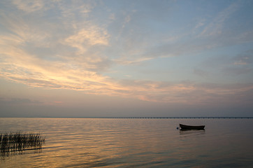 Image showing Rowing boat silhouette