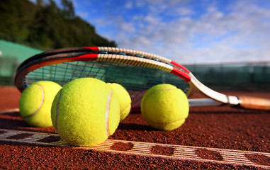 Image showing tennis ball on a tennis court 