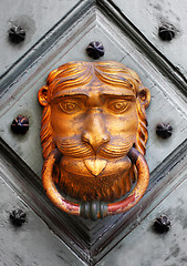 Image showing Doorknocker on wooden door