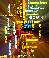 Image showing Popular multilanguage wordcloud background concept glowing