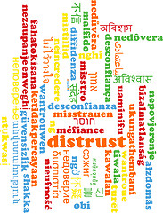 Image showing Distrust multilanguage wordcloud background concept