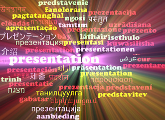 Image showing Presentation multilanguage wordcloud background concept glowing