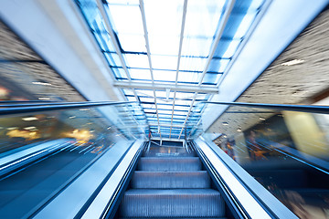 Image showing Shopping mall  escalators