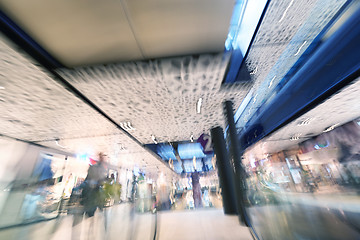 Image showing Shopping mall  escalators