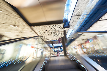 Image showing Shopping mall  escalators