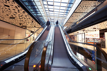 Image showing Shopping mall  escalators