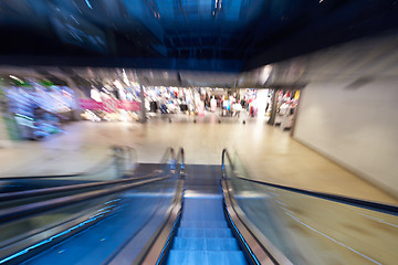 Image showing Shopping mall  escalators