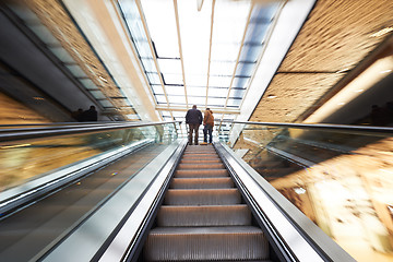 Image showing Shopping mall  escalators