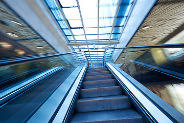 Image showing Shopping mall  escalators