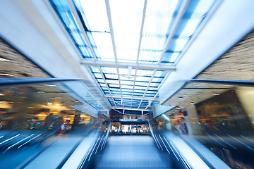 Image showing Shopping mall  escalators