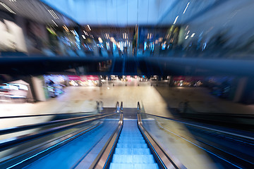 Image showing Shopping mall  escalators