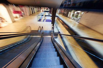 Image showing Shopping mall  escalators