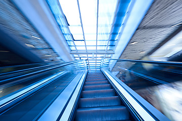 Image showing Shopping mall  escalators