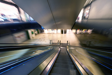 Image showing Shopping mall  escalators