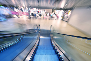 Image showing Shopping mall  escalators