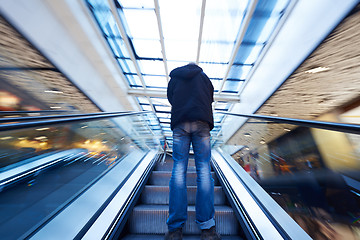 Image showing Shopping mall  escalators