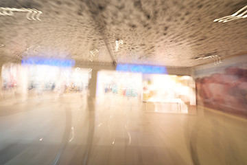 Image showing Shopping mall  escalators