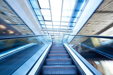 Image showing Shopping mall  escalators