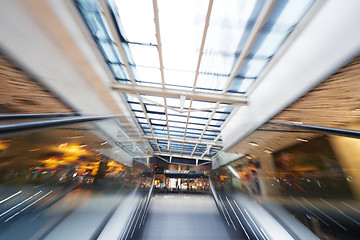 Image showing Shopping mall  escalators