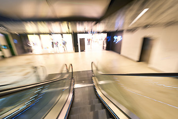 Image showing Shopping mall  escalators