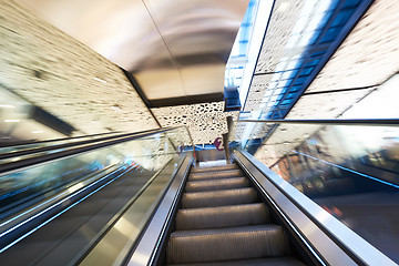 Image showing Shopping mall  escalators