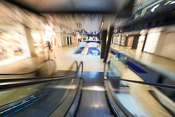 Image showing Shopping mall  escalators