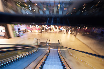 Image showing Shopping mall  escalators