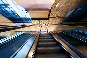 Image showing Shopping mall  escalators