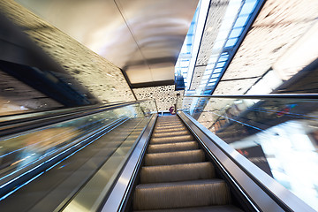 Image showing Shopping mall  escalators