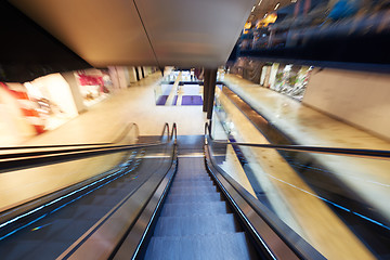 Image showing Shopping mall  escalators