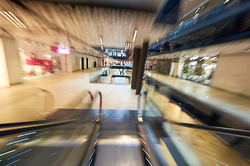 Image showing Shopping mall  escalators