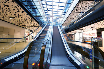 Image showing Shopping mall  escalators