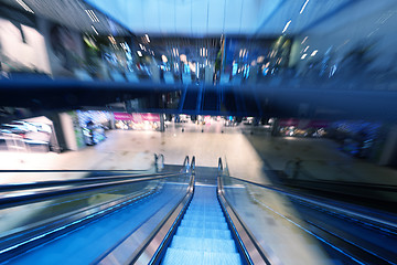 Image showing Shopping mall  escalators