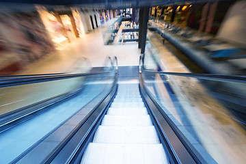 Image showing Shopping mall  escalators