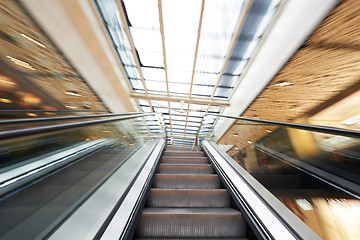 Image showing Shopping mall  escalators