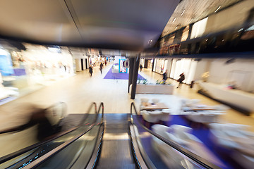 Image showing Shopping mall  escalators