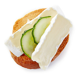 Image showing toasted bread with brie and cucumber