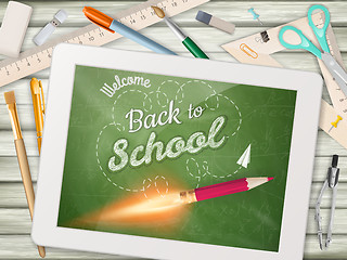 Image showing Back to school illustration with tablet. EPS 10