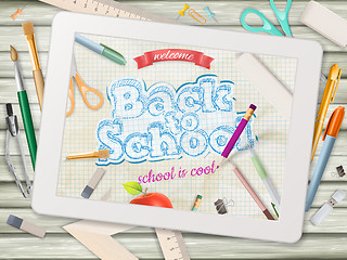 Image showing Back to school illustration with tablet. EPS 10