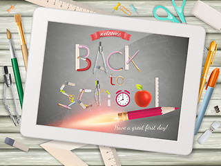 Image showing Back to school illustration with tablet. EPS 10