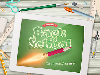 Image showing Back to school illustration with tablet. EPS 10