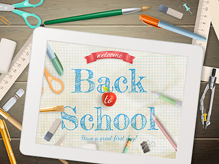 Image showing Back to school illustration with tablet. EPS 10