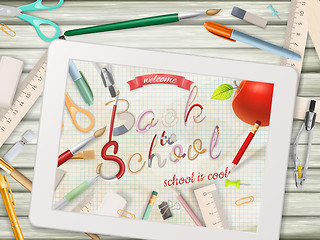 Image showing Back to school illustration with tablet. EPS 10