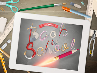 Image showing Back to school illustration with tablet. EPS 10