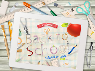 Image showing Back to school illustration with tablet. EPS 10