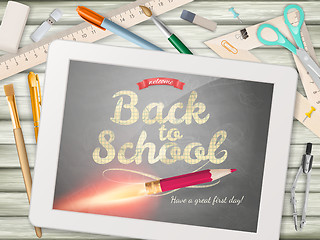 Image showing Back to school illustration with tablet. EPS 10