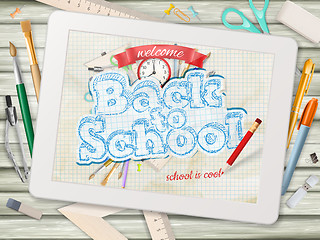 Image showing Back to school illustration with tablet. EPS 10