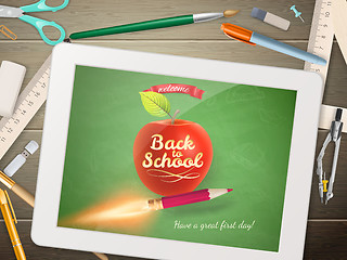 Image showing Back to school illustration with tablet. EPS 10