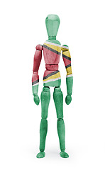 Image showing Wood figure mannequin with flag bodypaint - Guyana